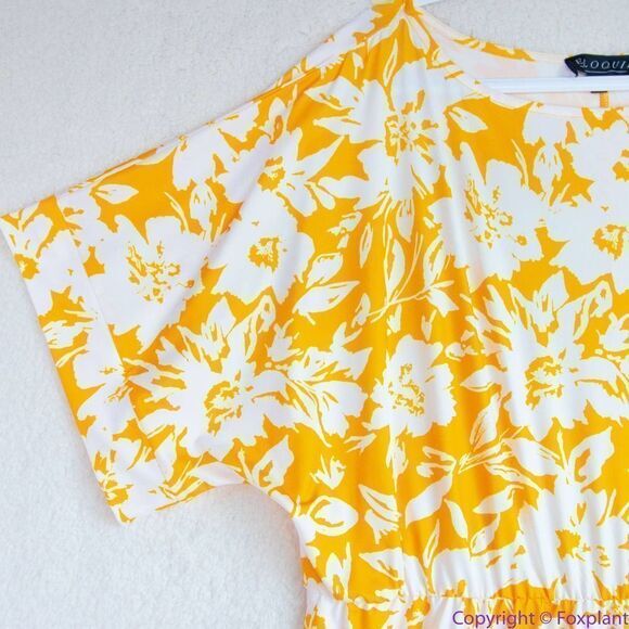 NEW Eloquii yellow floral Dolman Sleeve Maxi Dress with Slit,18 - Picture 12 of 16